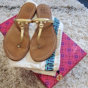 Tory Burch Gold Logo Saffino Sandle